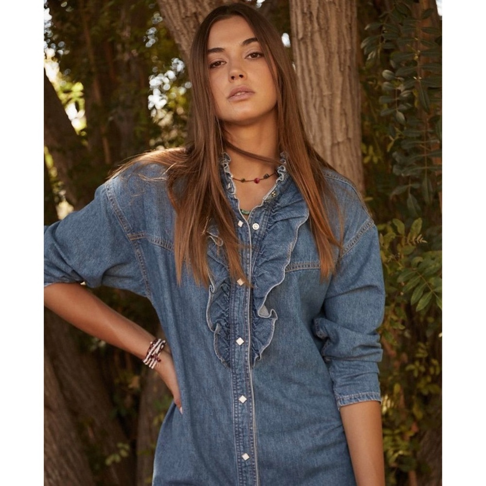 Overlover | Ruffle Denim Dress (size Medium)